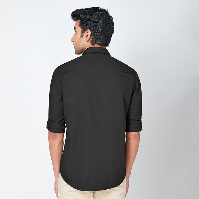 MARKRICH Men's Solid 100% Slim Stylish Full Sleeves Spread Collar Casual & Formal Cotton Shirt