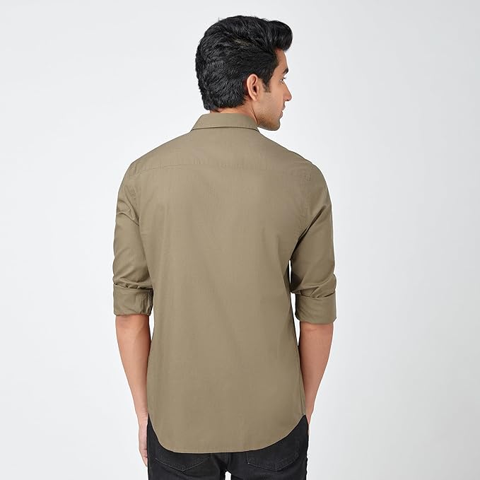 MARKRICH Men's Solid 100% Slim Stylish Full Sleeves Spread Collar Casual & Formal Cotton Shirt
