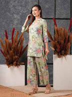 Women's Cotton Blend Kurta With Pyjama Set