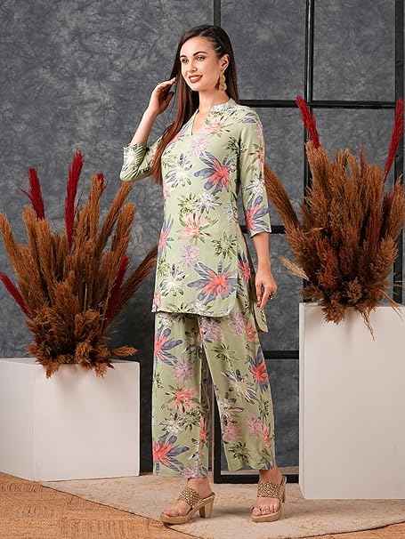 Women's Cotton Blend Kurta With Pyjama Set