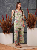 Women's Cotton Blend Kurta With Pyjama Set