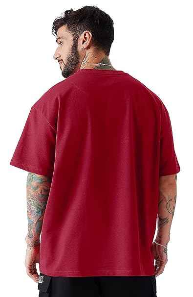 LEOTUDE Men Half Sleeve Round Neck Oversized