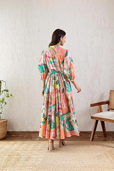 GRECIILOOKS Women's Printed Boho Maxi Dress