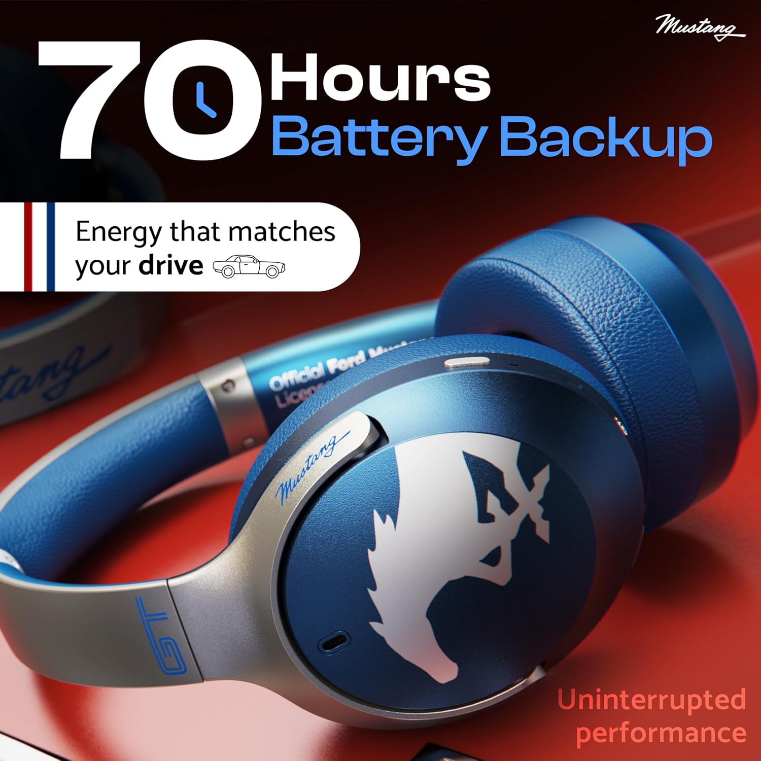 GOBOULT X Mustang Q Over Ear Bluetooth Headphones with 70H Playtime