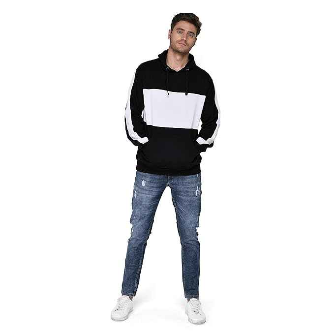 SXV Solid COLOURBLOCKED Striped Sweatshirt Hoodie