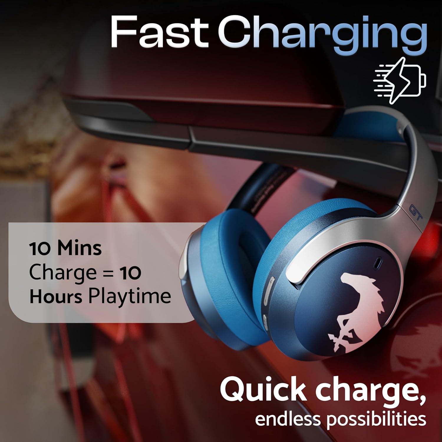 GOBOULT X Mustang Q Over Ear Bluetooth Headphones with 70H Playtime