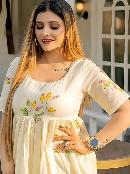 eightone Girl's & Women's Floral A-line Kurti