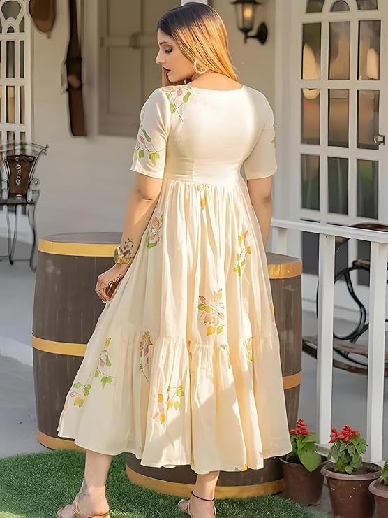 eightone Girl's & Women's Floral A-line Kurti