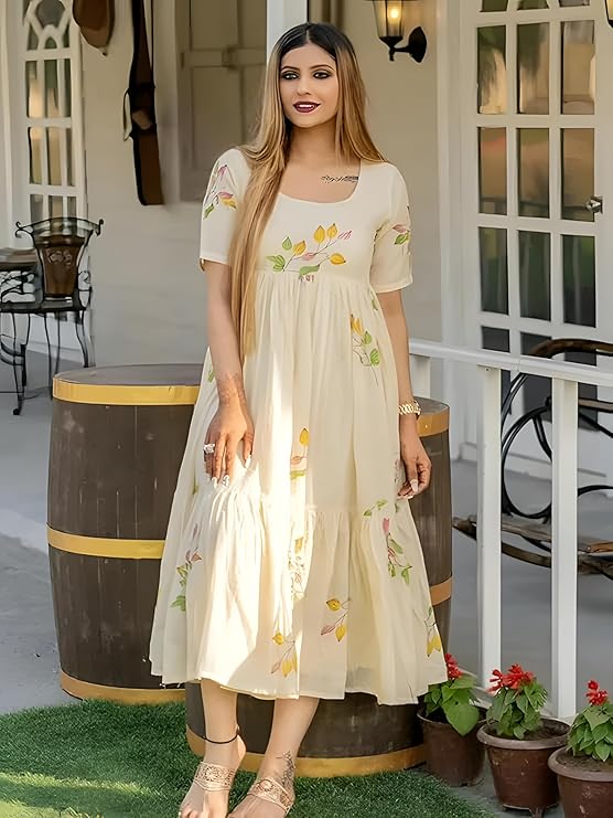 eightone Girl's & Women's Floral A-line Kurti