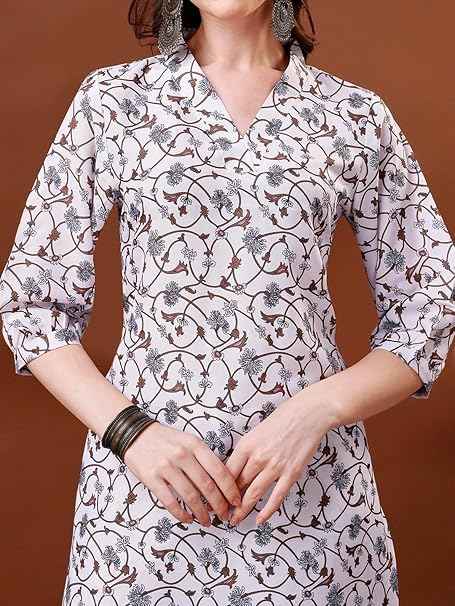 Women's Trendy Printed Straight Cotton Blend Kurta Pant Set