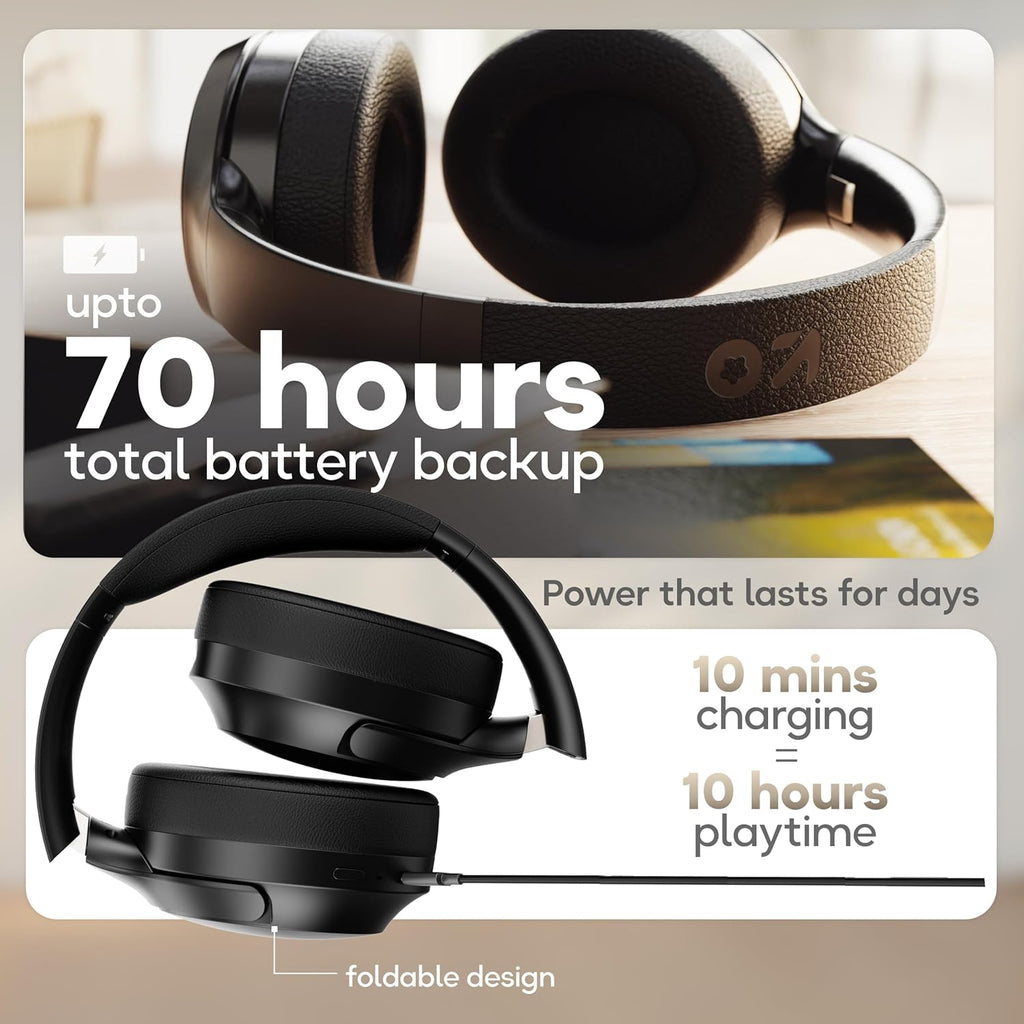GOBOULT Made in India Q Over Ear Bluetooth Headphones with 70H Playtime