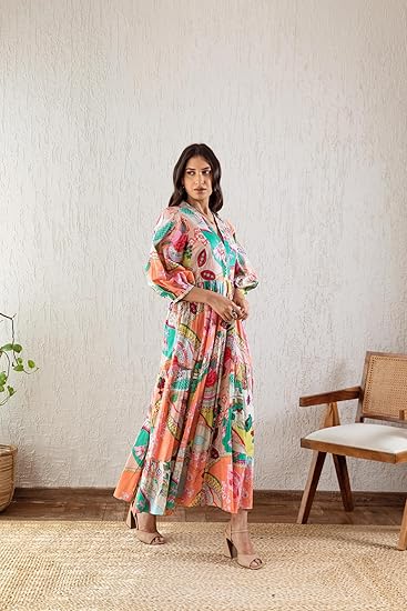 GRECIILOOKS Women's Printed Boho Maxi Dress
