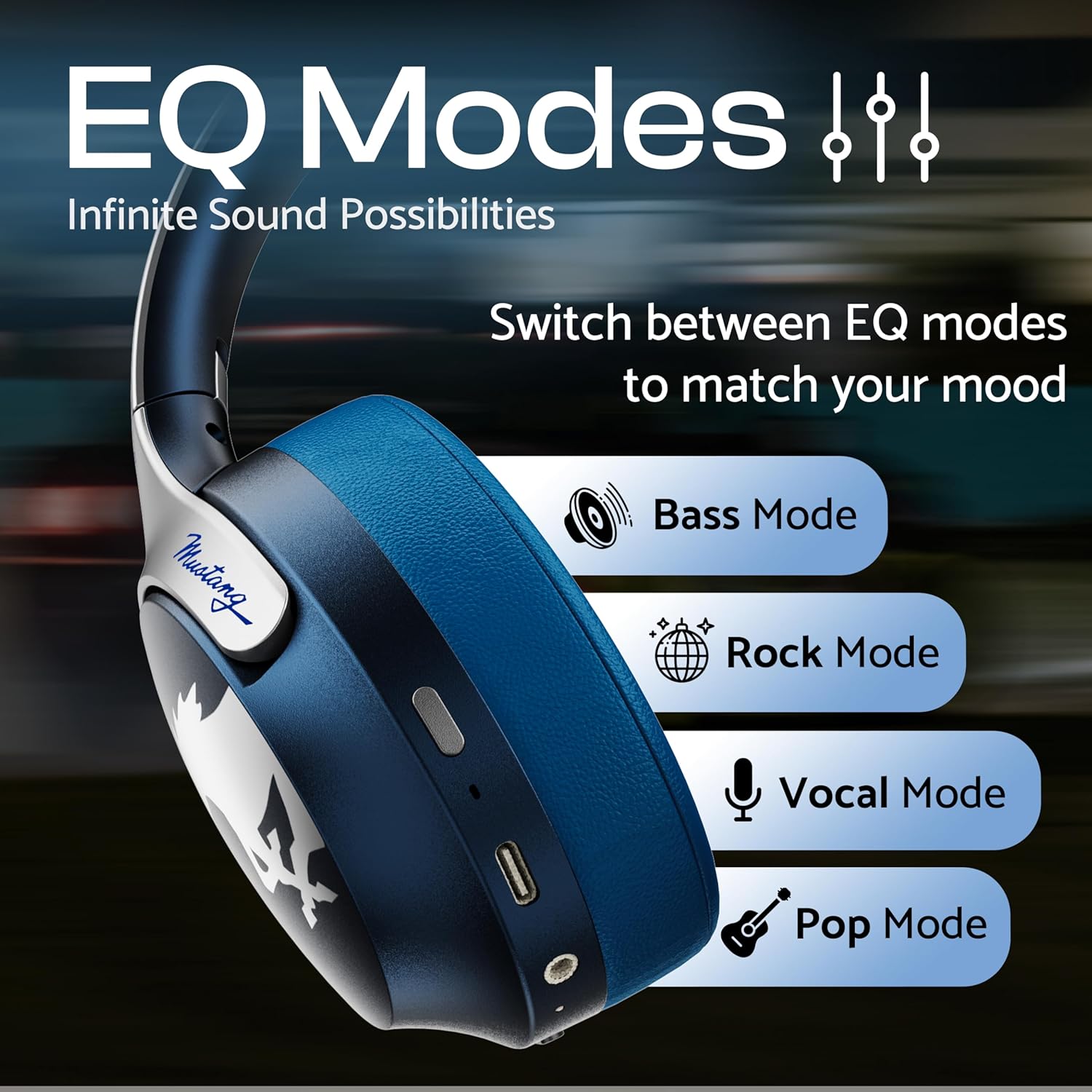 GOBOULT X Mustang Q Over Ear Bluetooth Headphones with 70H Playtime