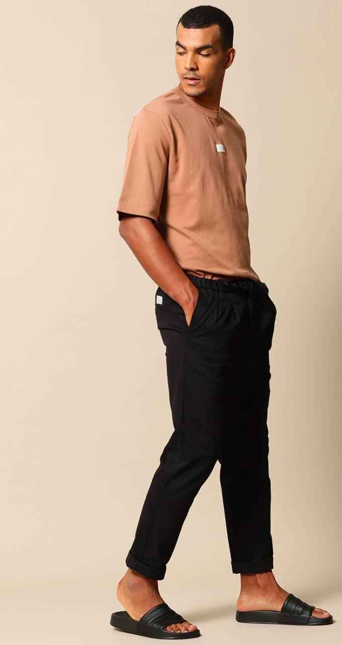 Men Peach-Coloured Pure Cotton Oversized T-shirt