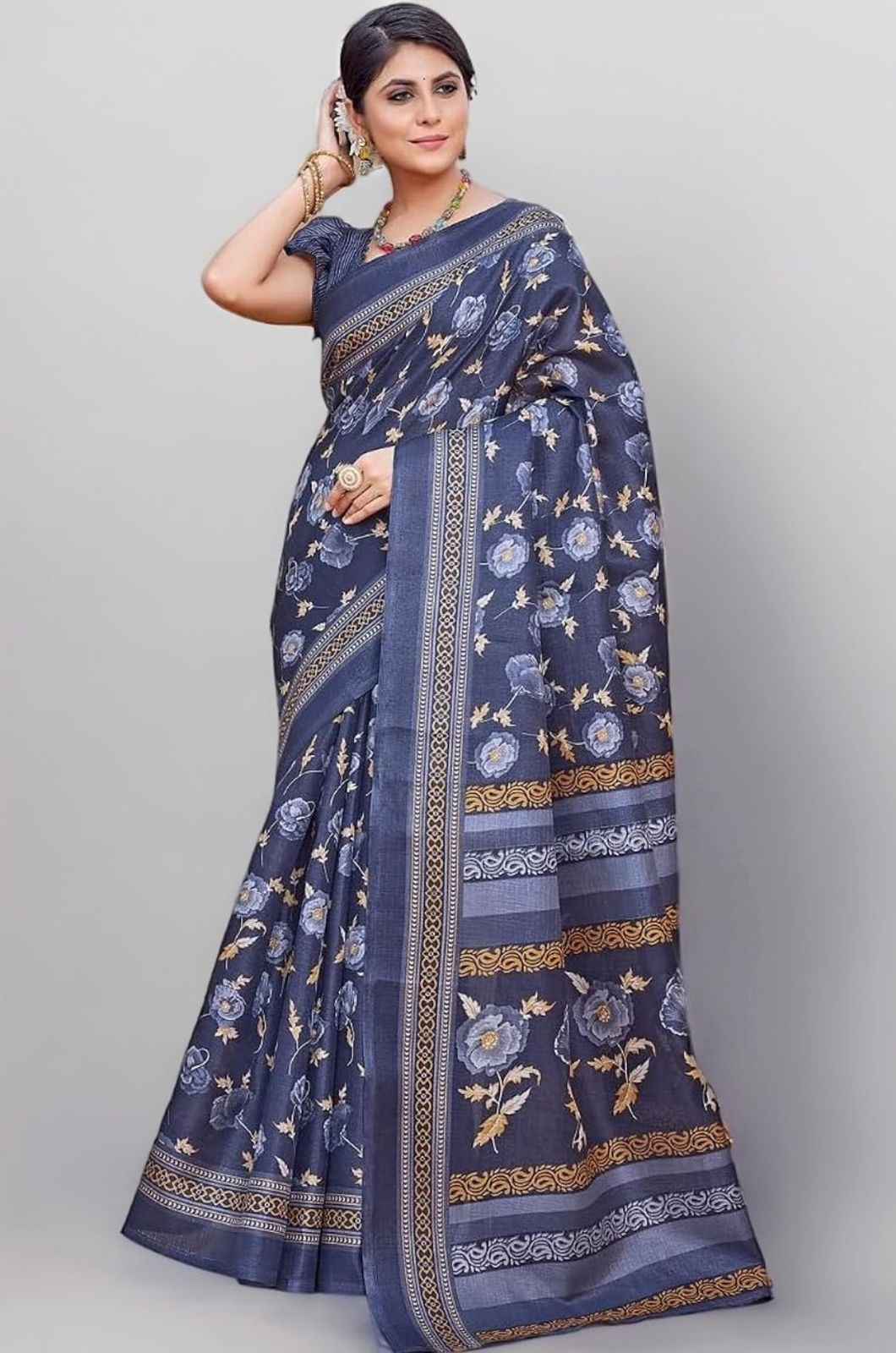 Women's Printed Trendy Art Silk Saree with Blouse Material
