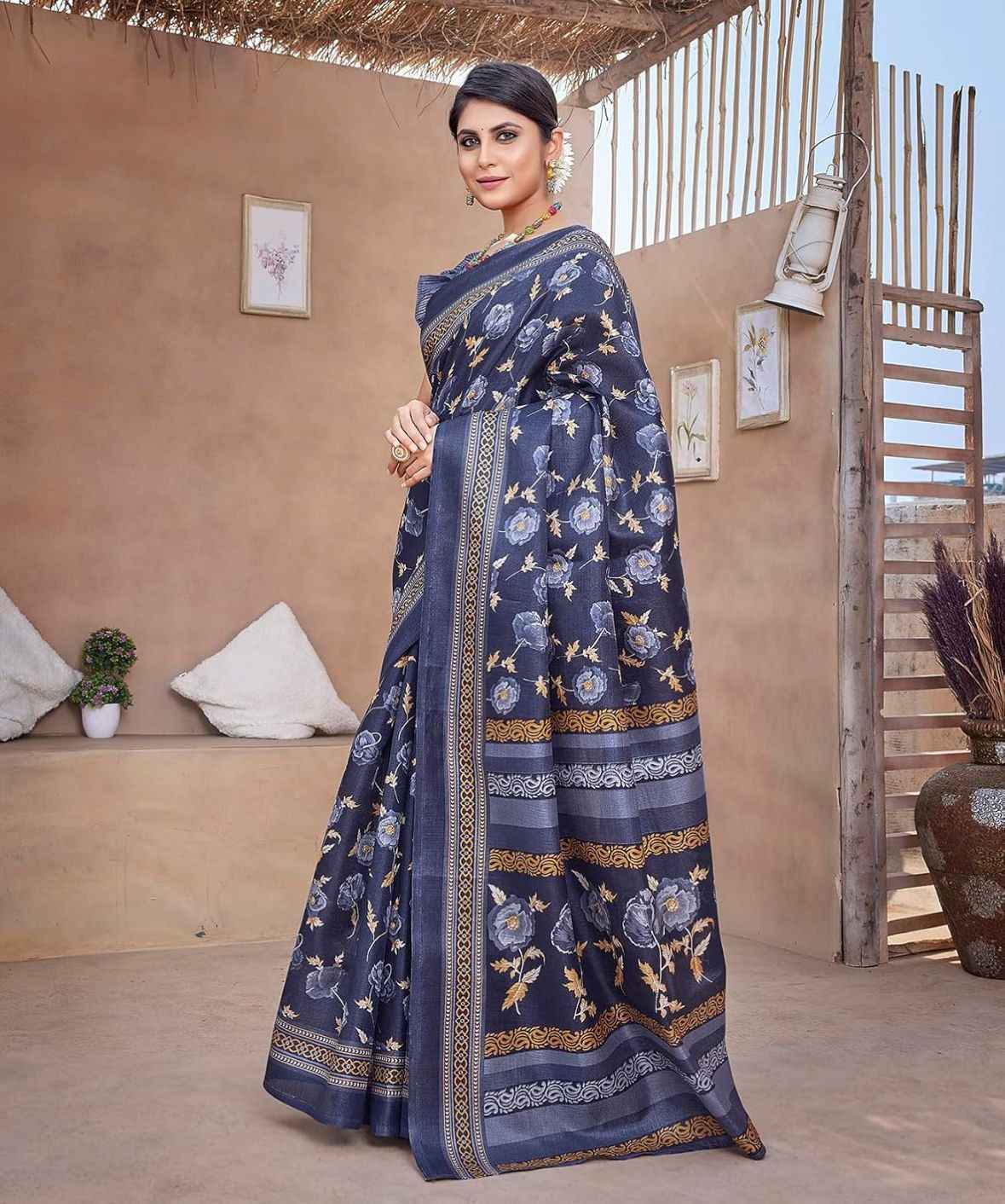 Women's Printed Trendy Art Silk Saree with Blouse Material