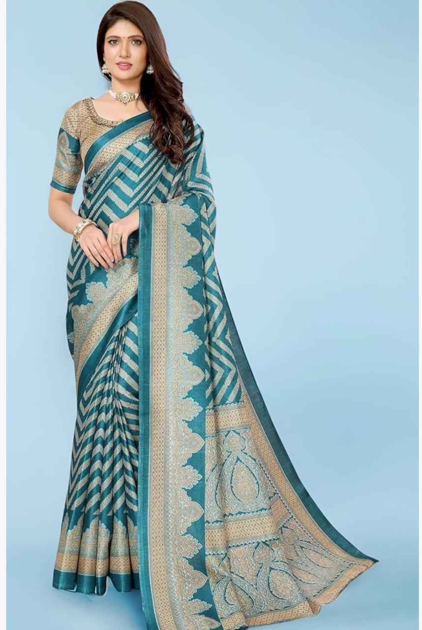 Women's Woven Printed Art Silk Saree with Unstitched Blouse Material