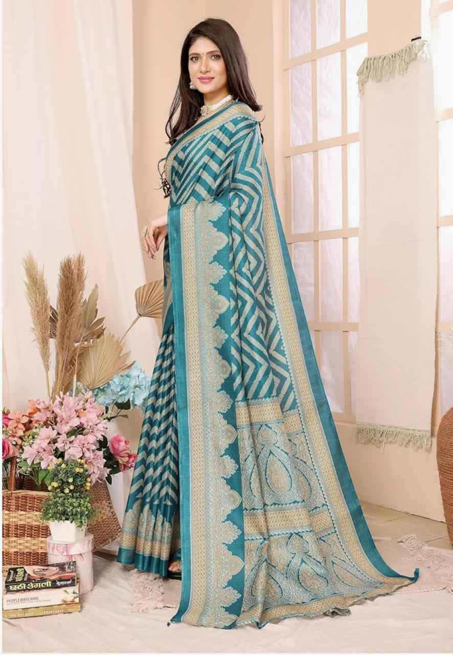 Women's Woven Printed Art Silk Saree with Unstitched Blouse Material