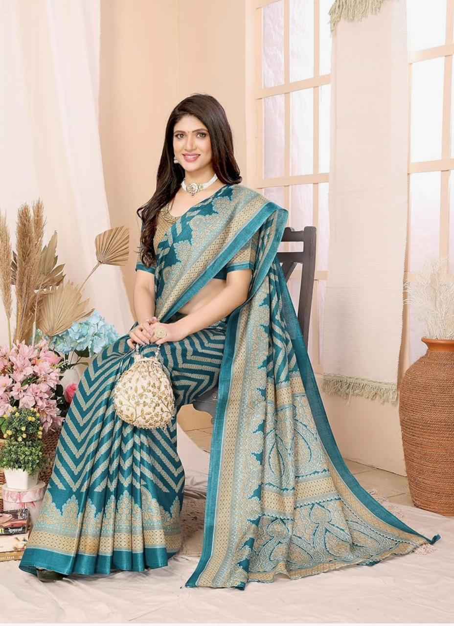 Women's Woven Printed Art Silk Saree with Unstitched Blouse Material