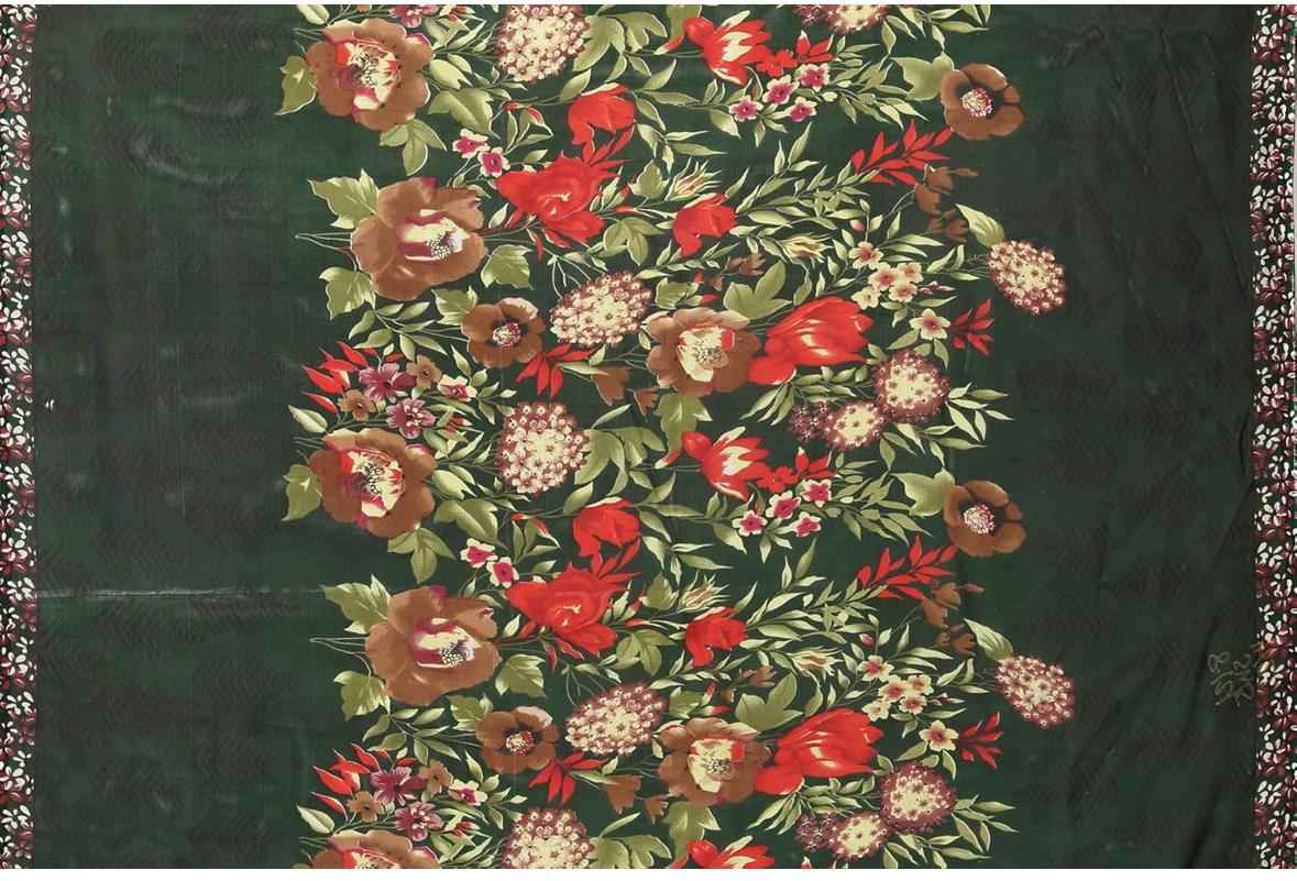 Women's Printed Trendy Georgette Green Color Saree With Blouse Material