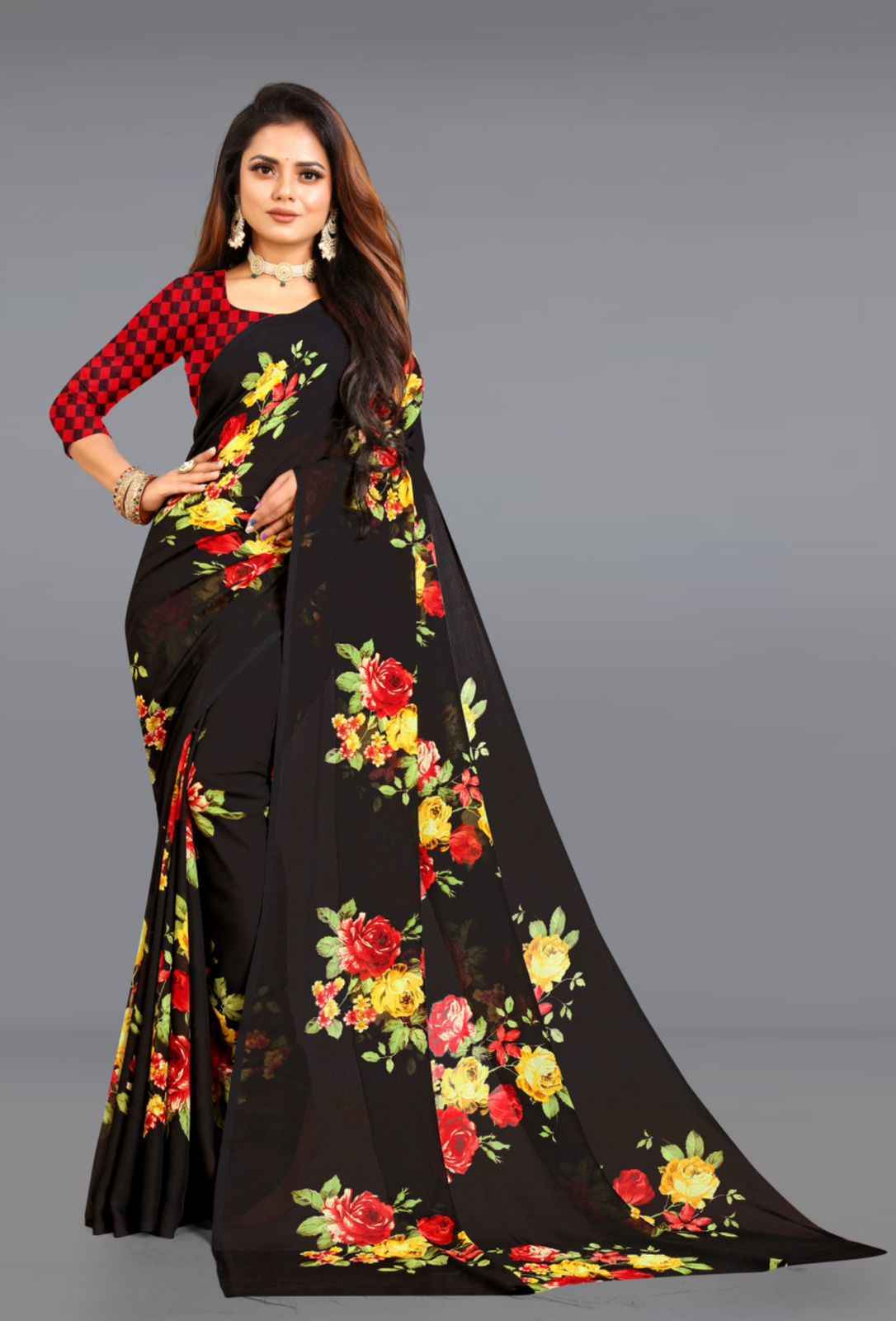 Floral Print Daily Wear Georgette Saree