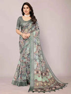 Printed Bollywood Linen Saree