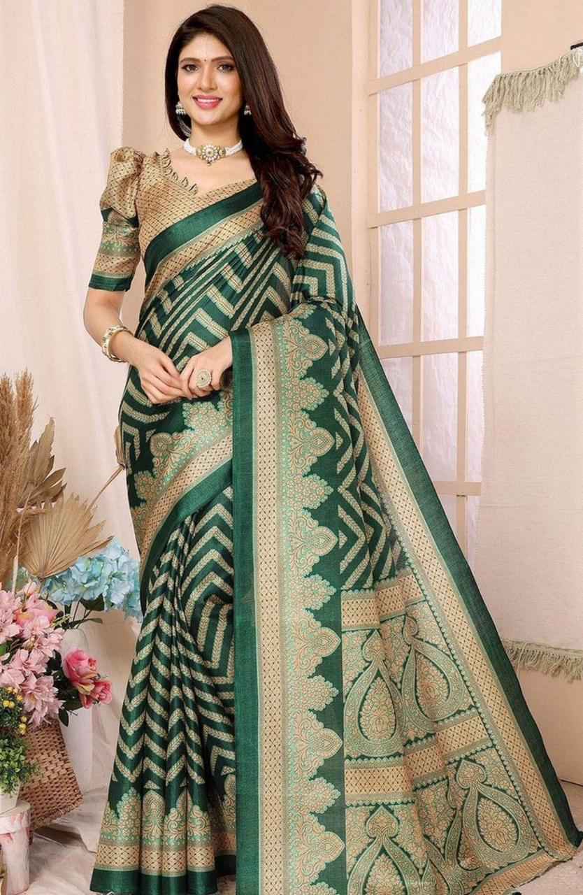 Printed Saree with Unstitched Blouse Piece