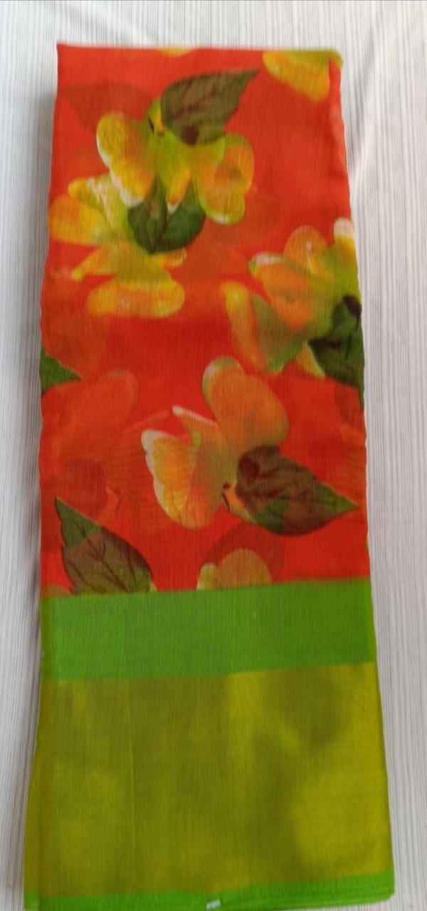 Printed Cotton Red Color SAREE
