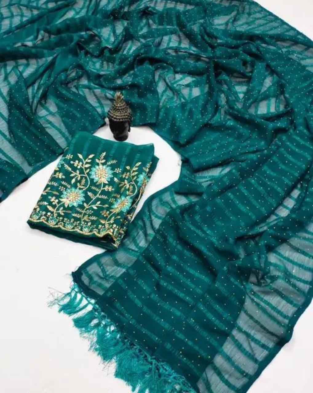 Chiffon Bollywood Saree With Separate Blouse Piece