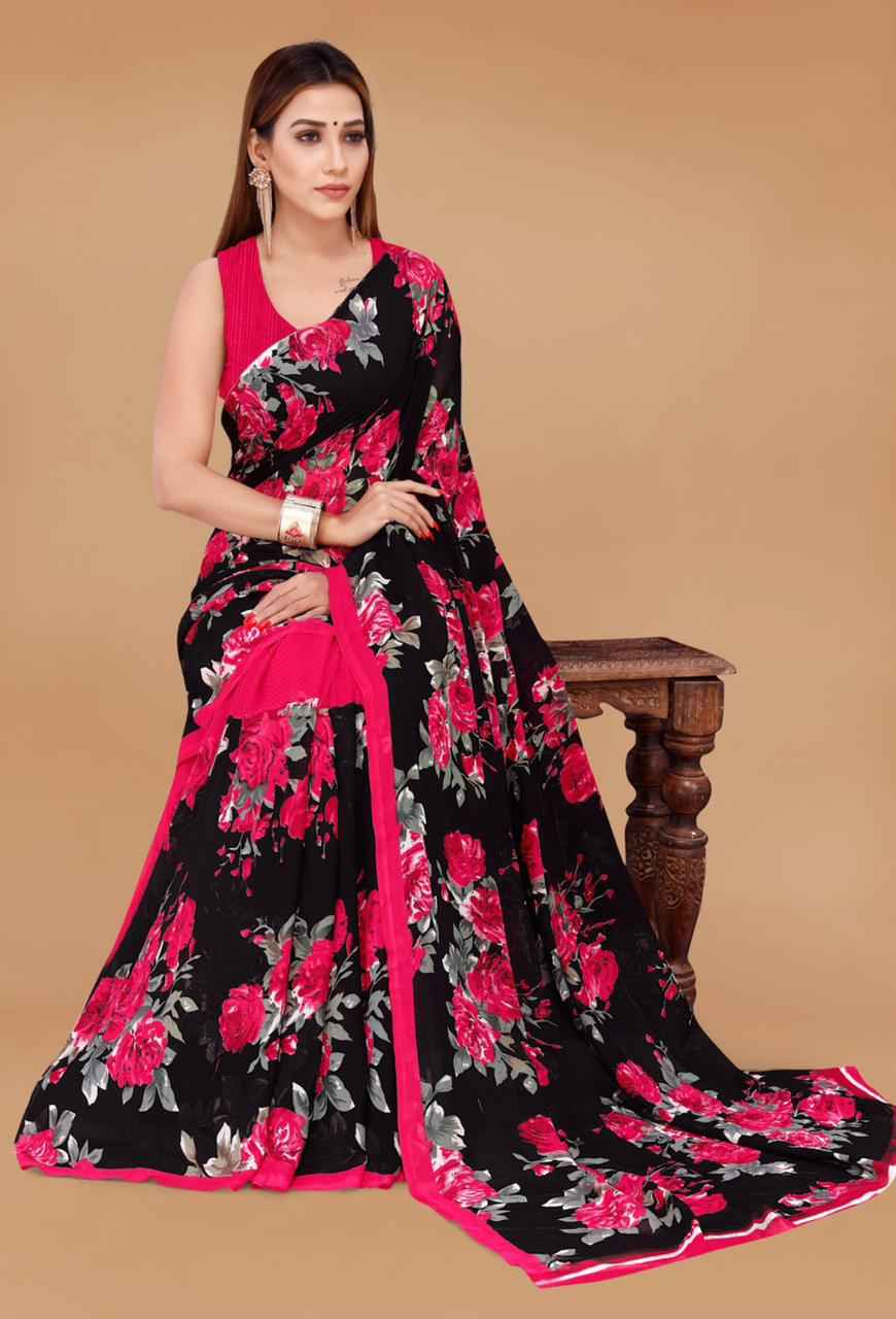 Floral Print Daily Wear Georgette Saree
