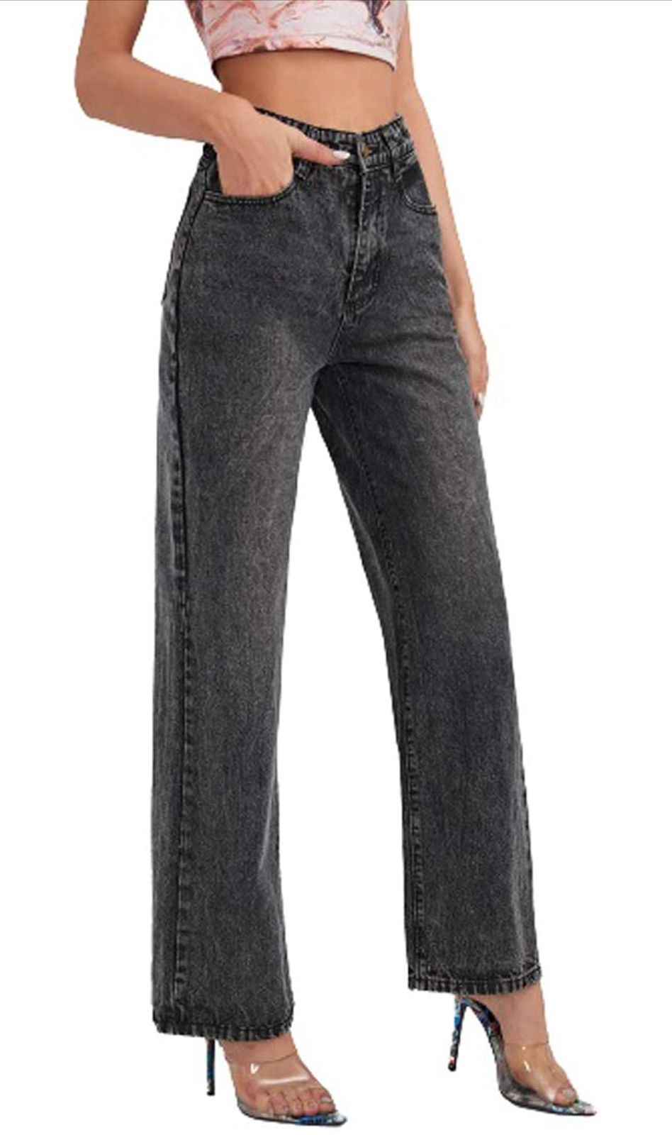 Women High Rise Cotton Lycra Blend Ankle Length Jeans Black