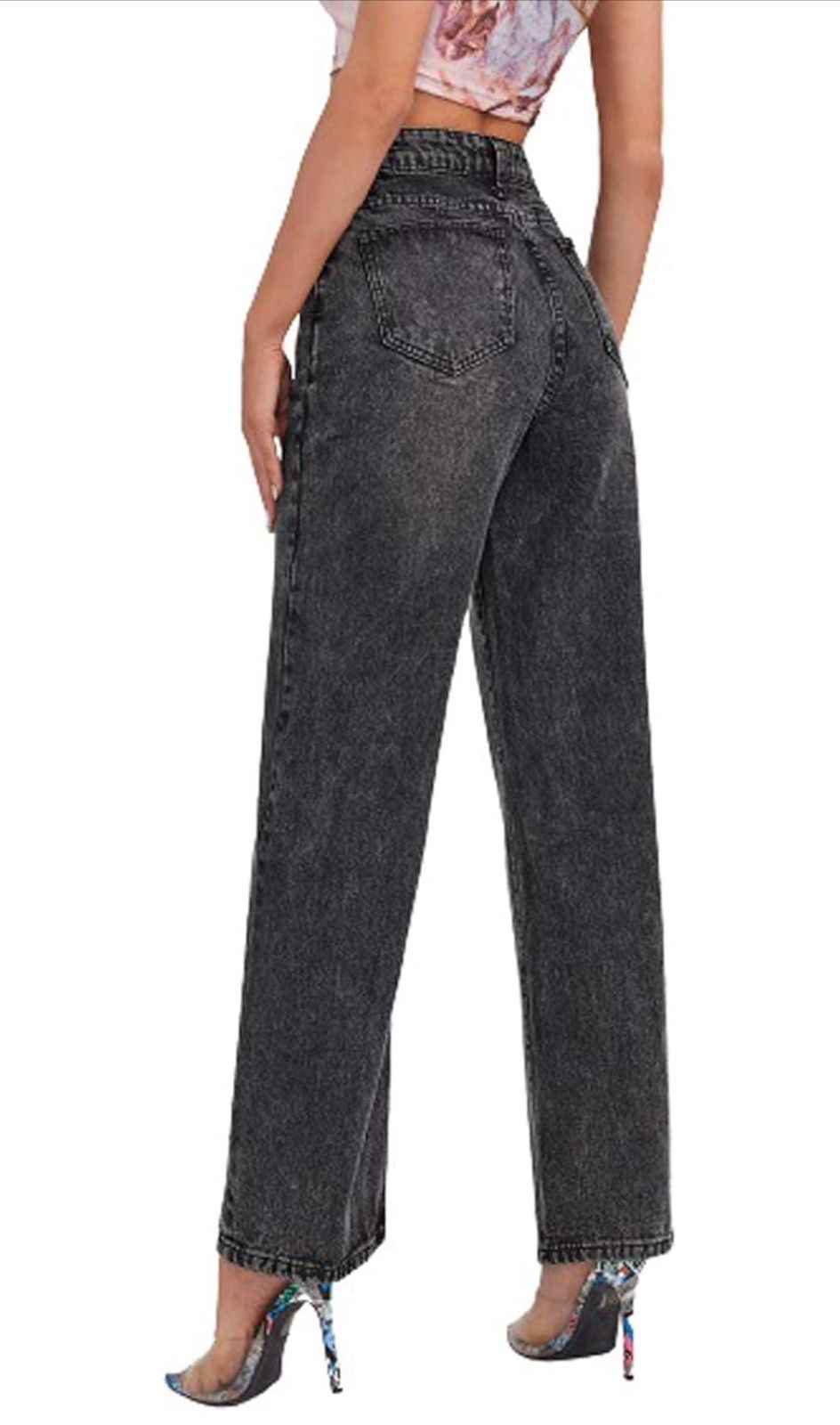Women High Rise Cotton Lycra Blend Ankle Length Jeans Black