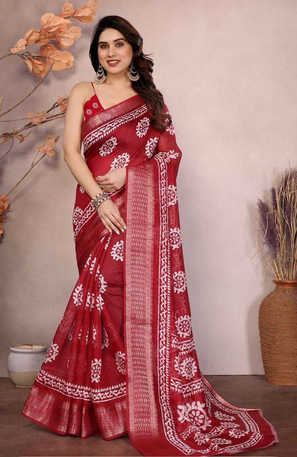 Ethnic Motifs Zari Saree