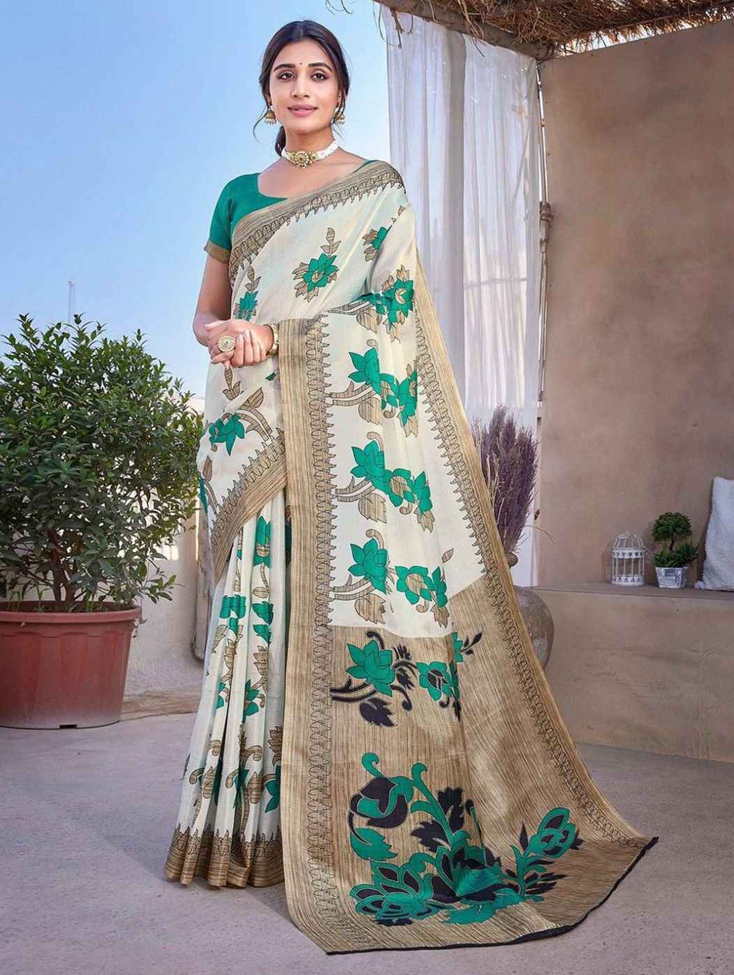 Floral Art Silk Saree