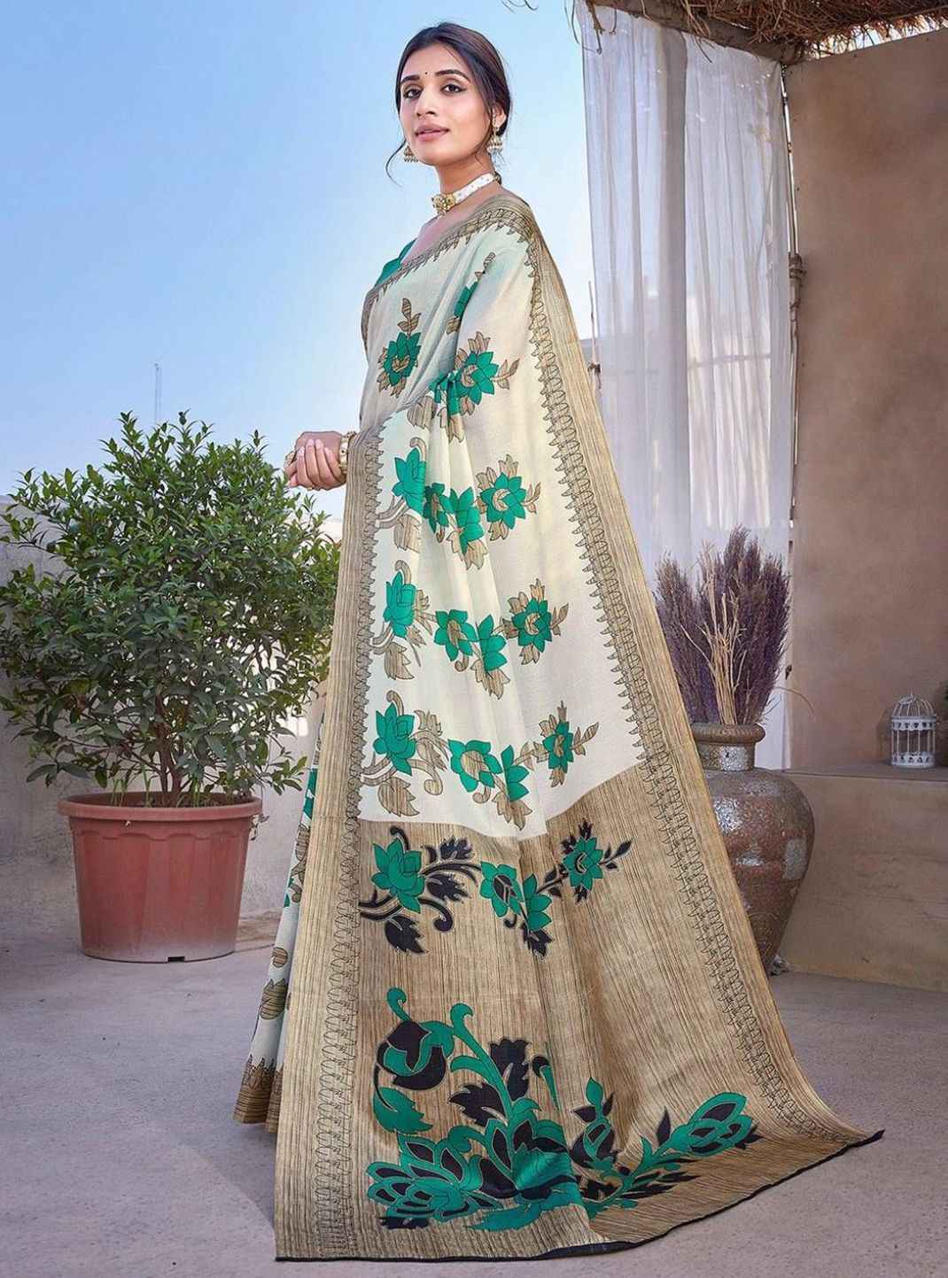 Floral Art Silk Saree