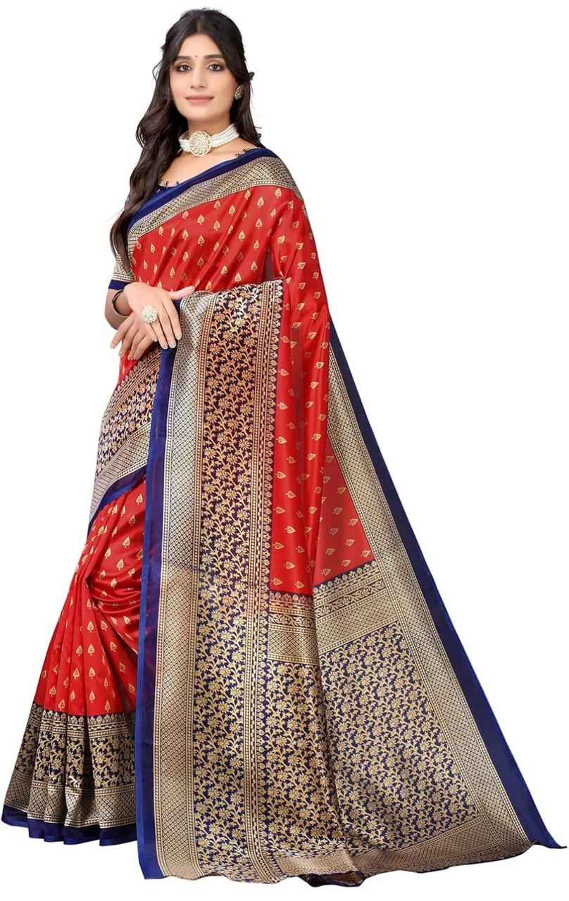 Women's Silk pattu Printed Saree With Blouse