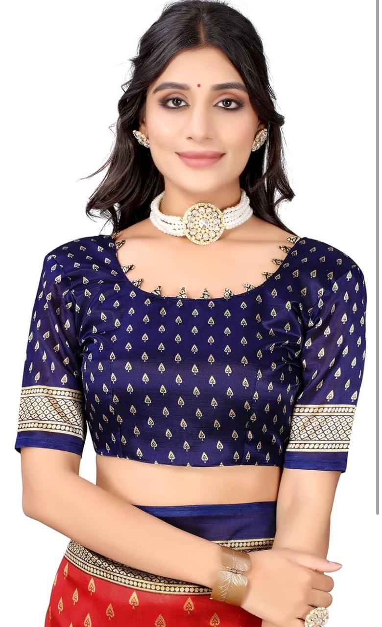 Women's Silk pattu Printed Saree With Blouse