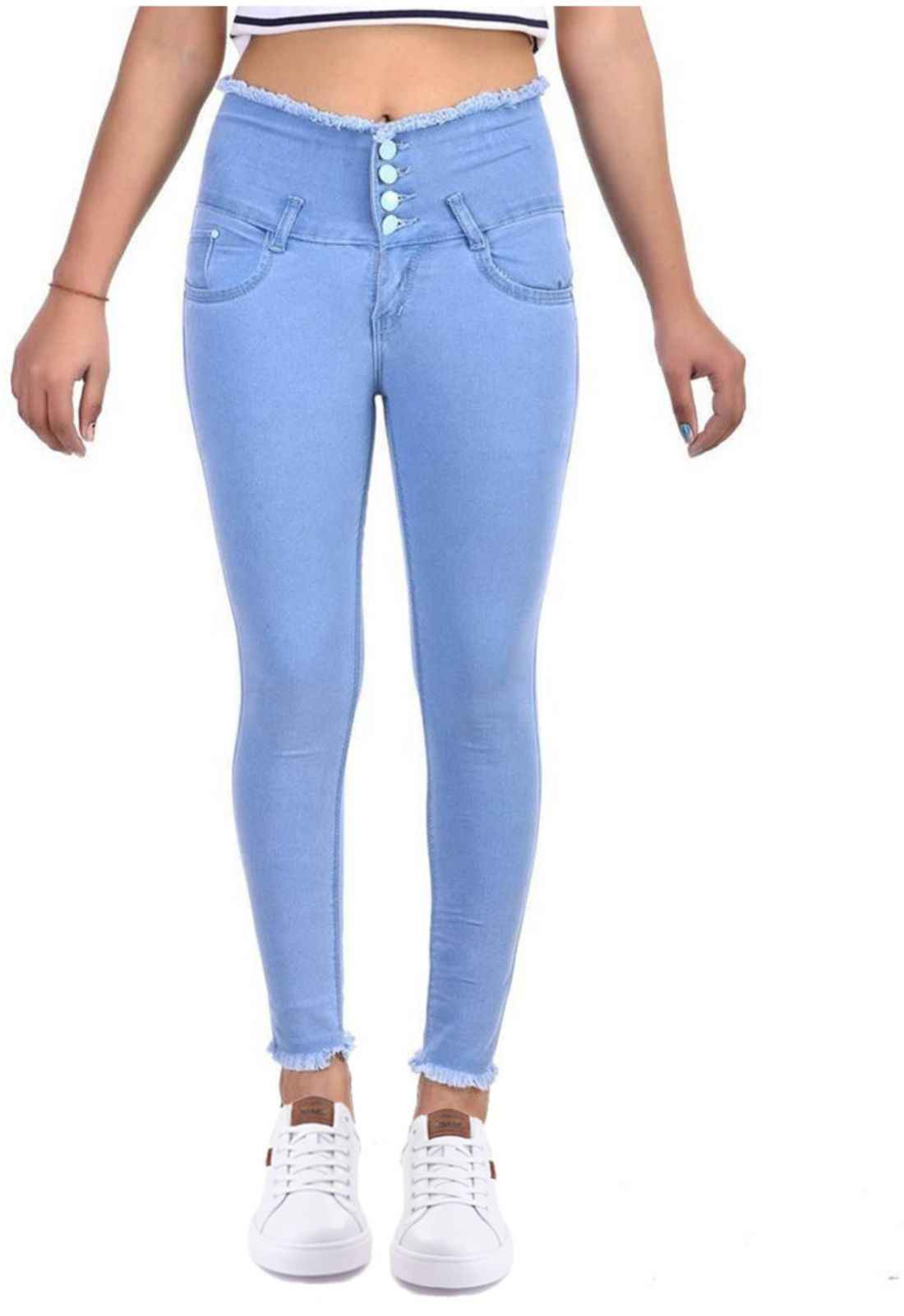 Women Skinny Mid Rise Light Blue Jeans