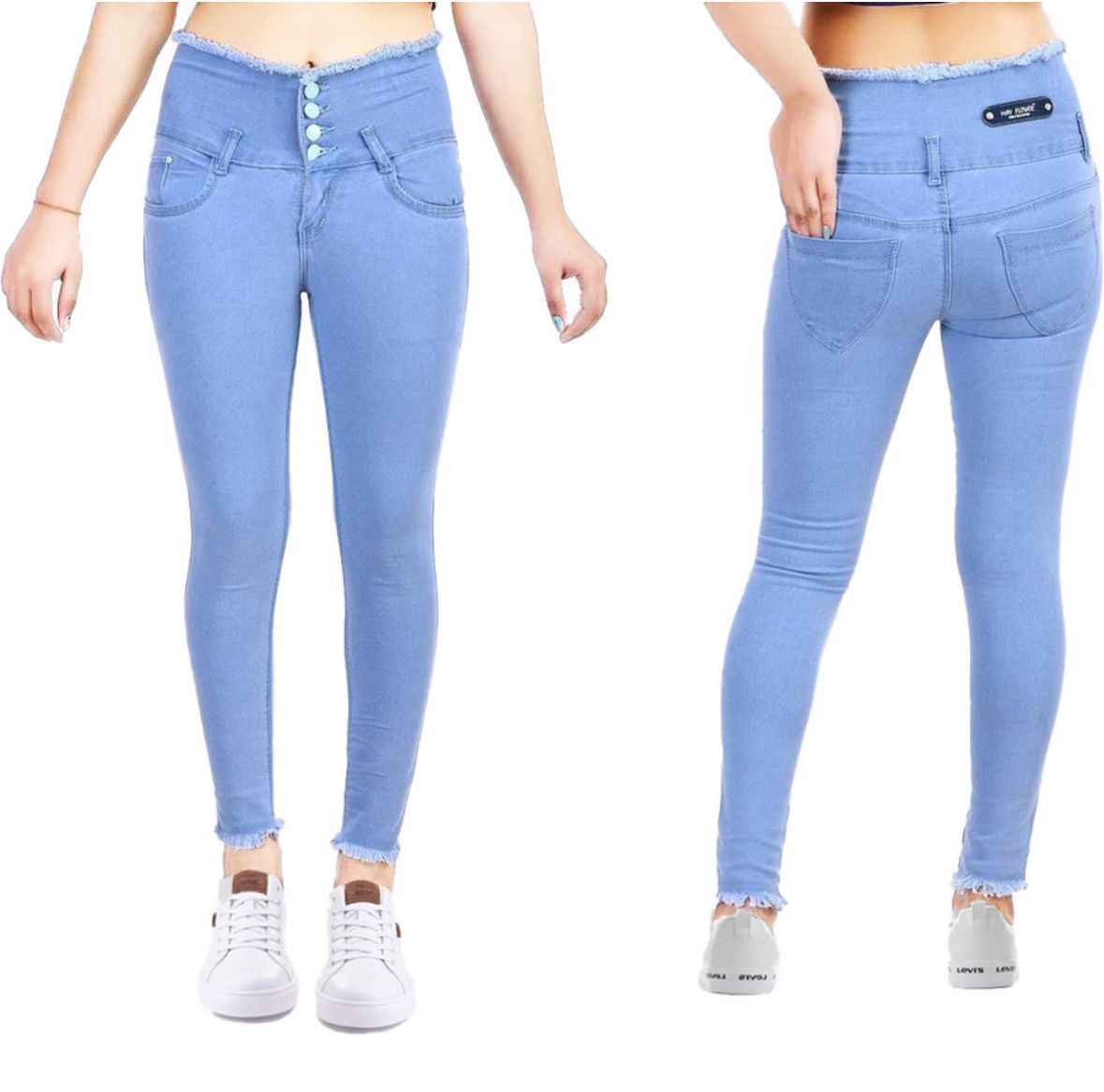 Women Skinny Mid Rise Light Blue Jeans