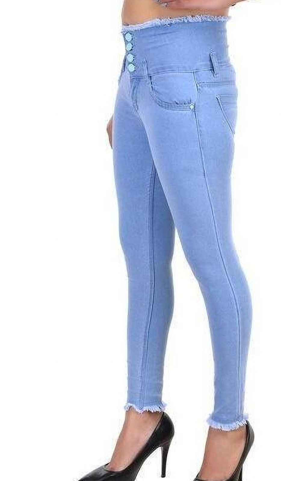 Women Skinny Mid Rise Light Blue Jeans