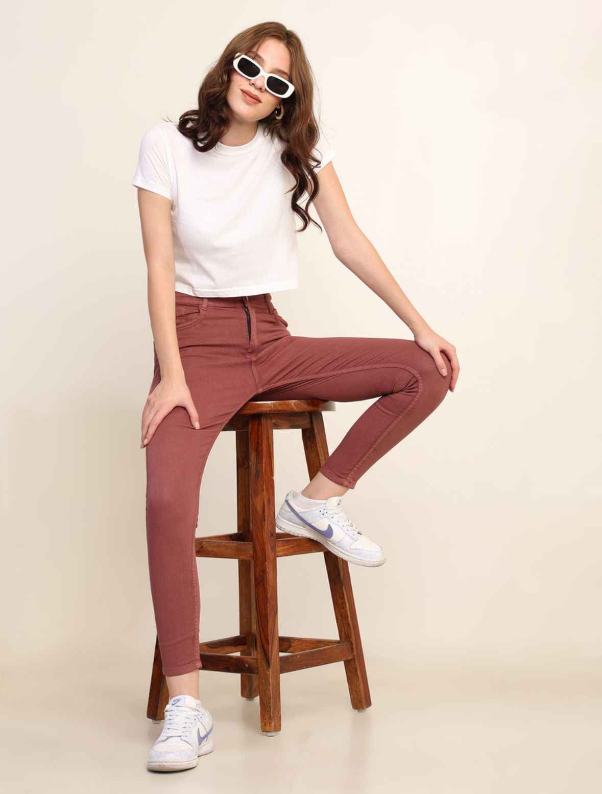 Women Skinny High Rise Purple Jeans