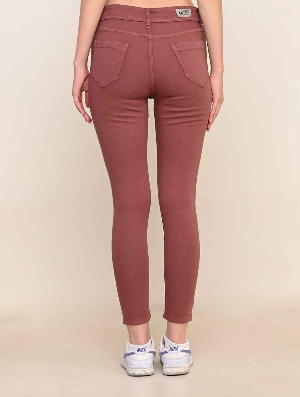 Women Skinny High Rise Purple Jeans