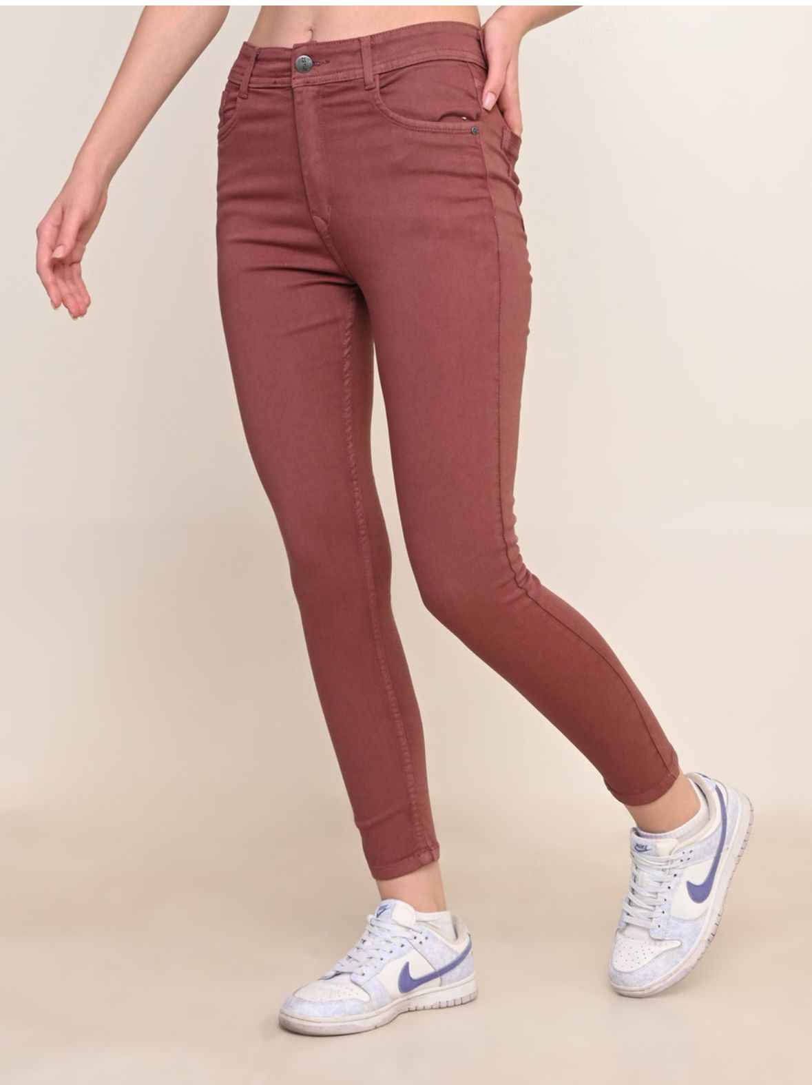 Women Skinny High Rise Purple Jeans