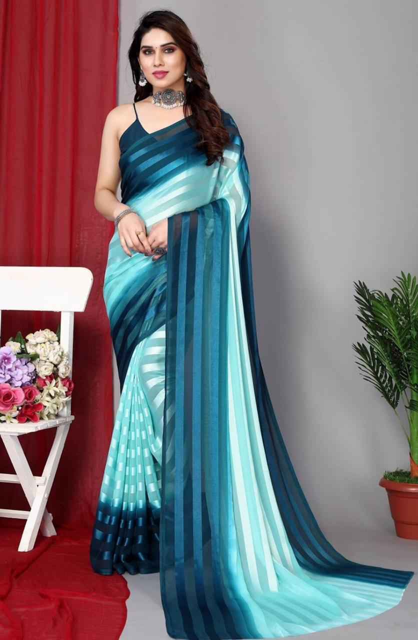 Striped Satin Saree