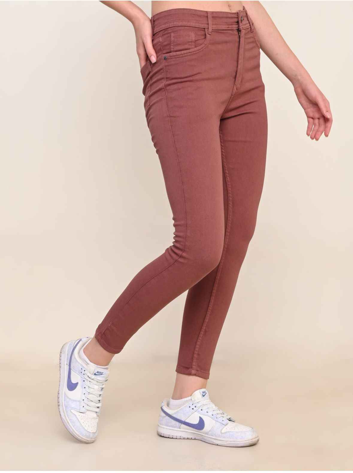 Women Skinny High Rise Purple Jeans