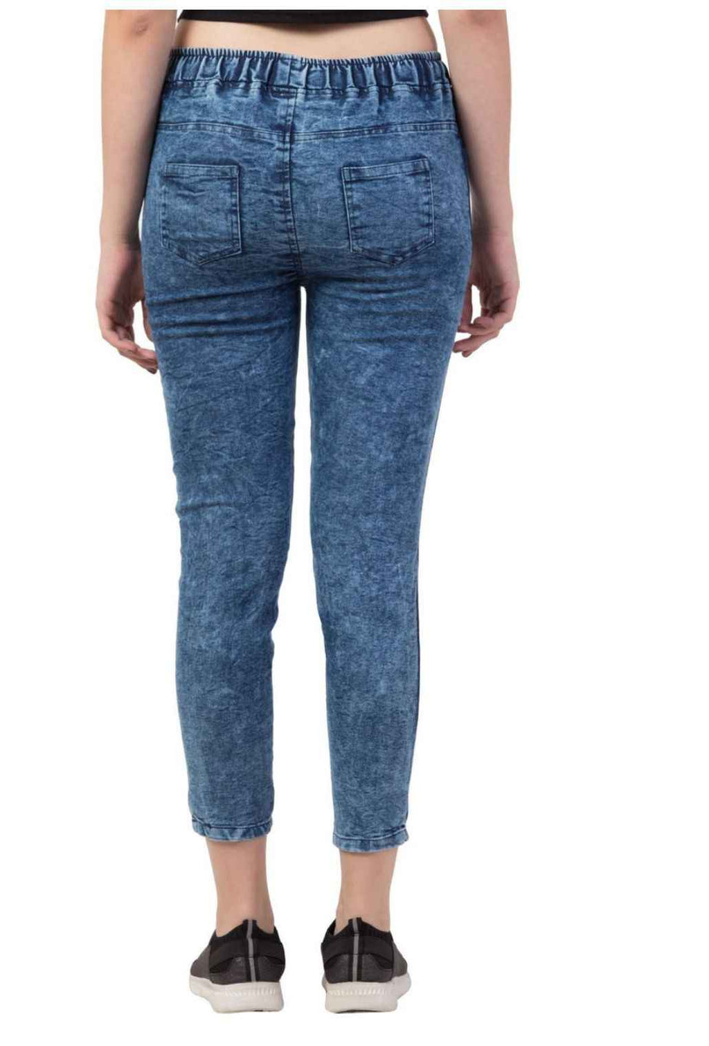 Women Jogger Fit Mid Rise Blue Jeans