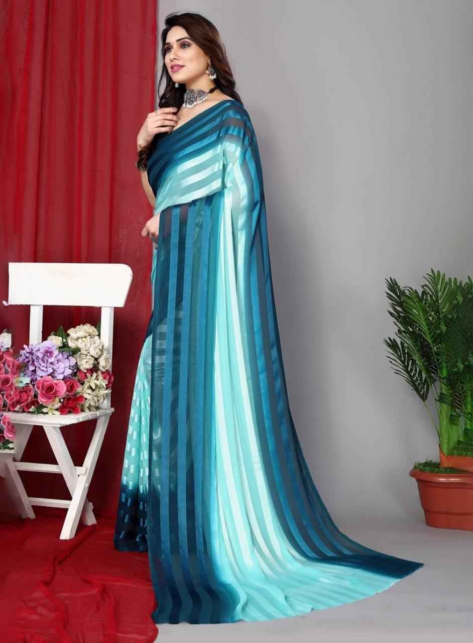 Striped Satin Saree