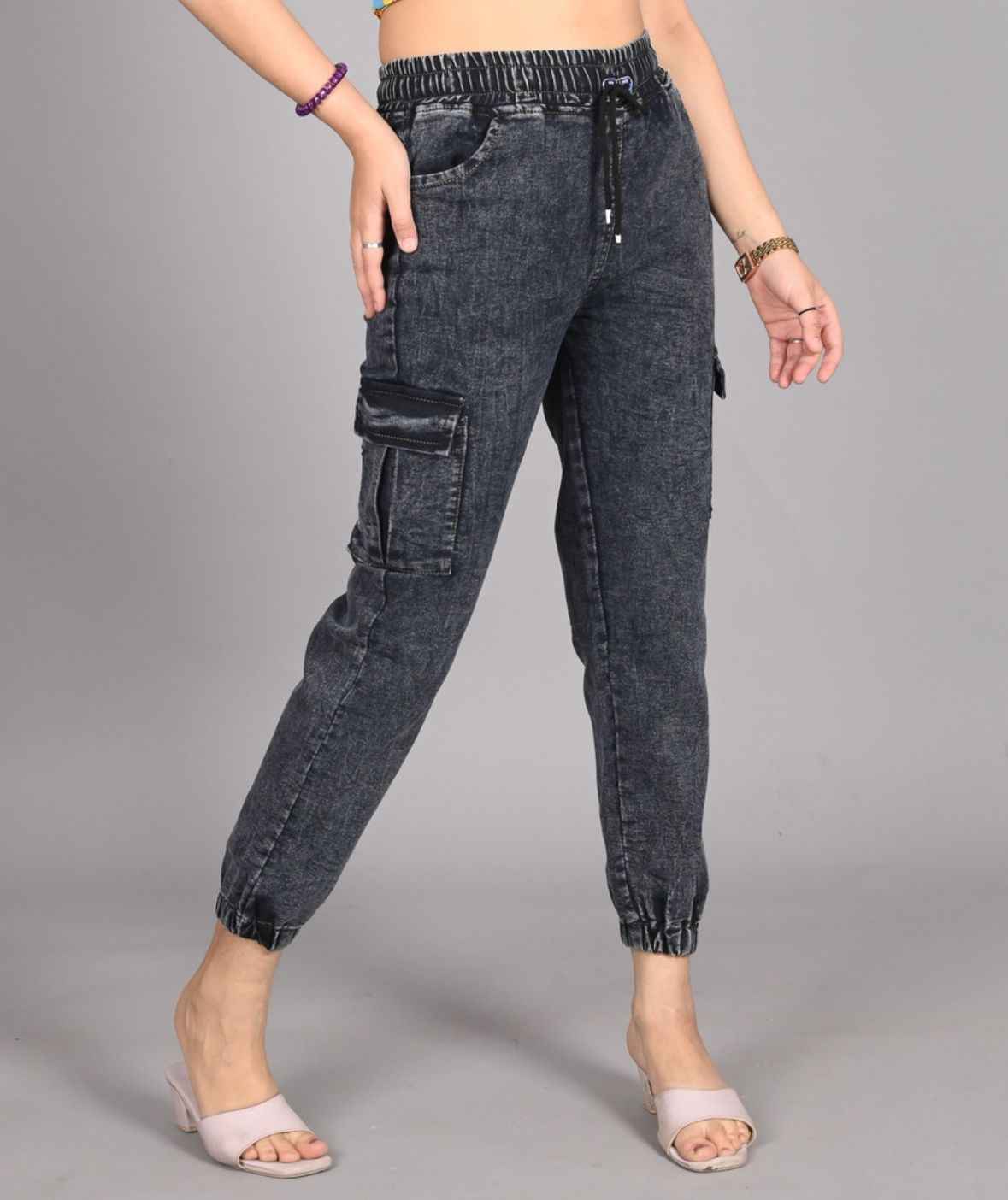 Women Jogger Fit High Rise Black Jeans