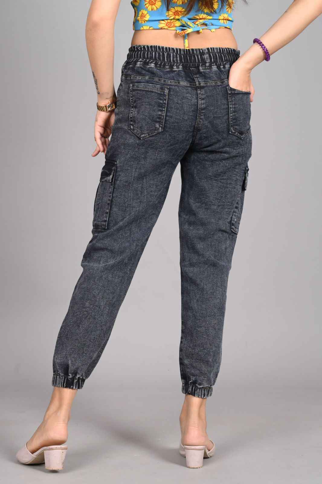 Women Jogger Fit High Rise Black Jeans