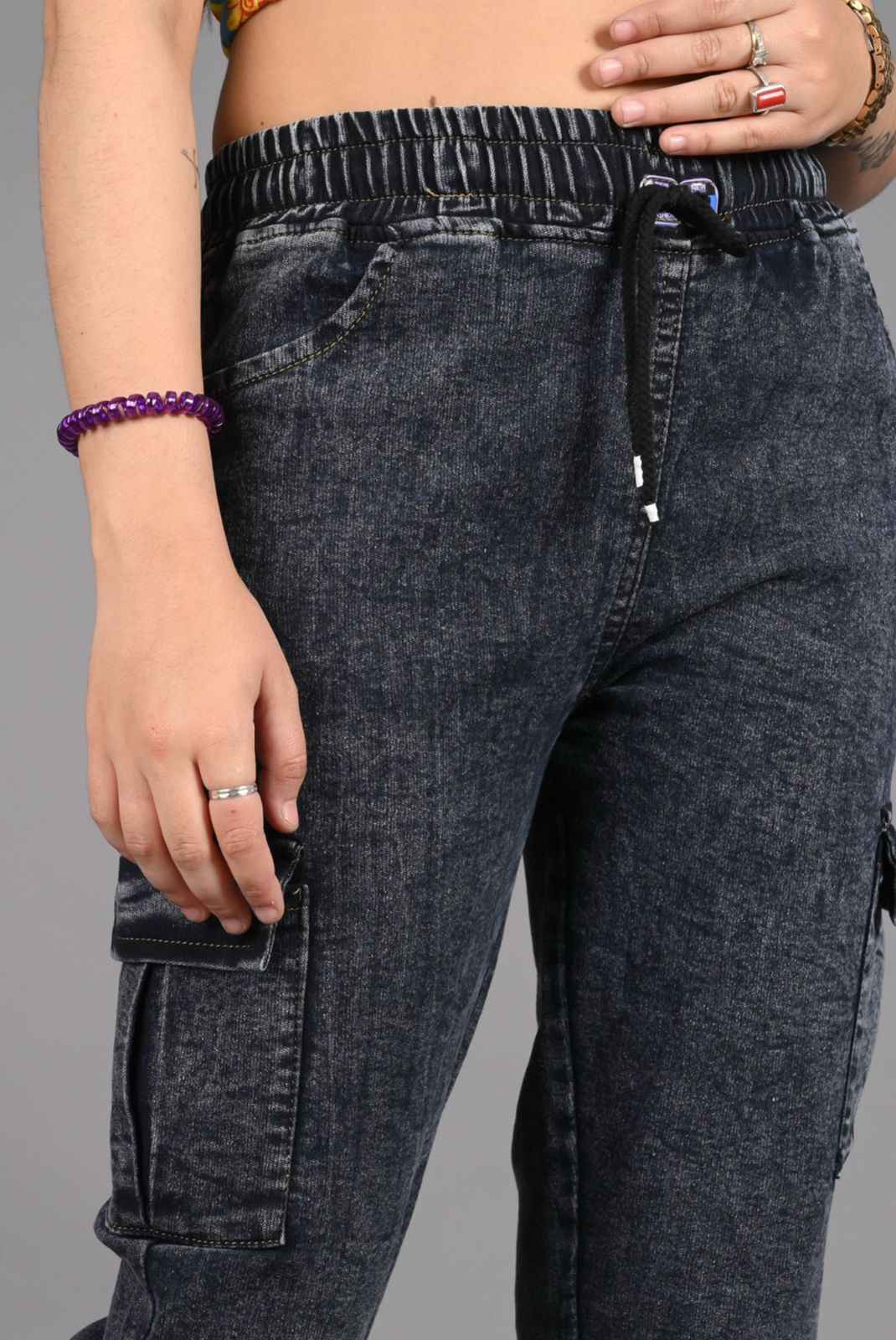 Women Jogger Fit High Rise Black Jeans